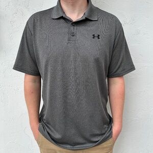 Men's Grey Under Armour Short Sleeve Golf Polo Shirt Size XL